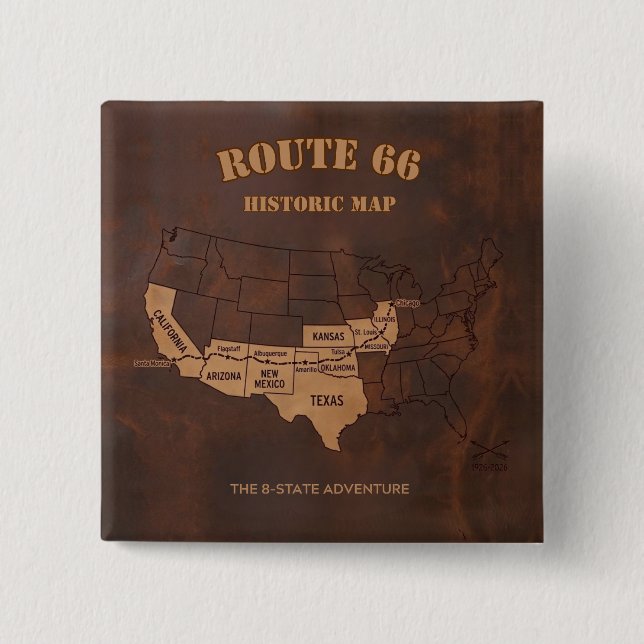 Badge Carré 5 Cm Circuit Route 66 Americana du centenaire (Devant)