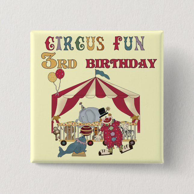 Badge Carré 5 Cm Cirque 3e Anniversaire Tshirts et cadeaux (Devant)