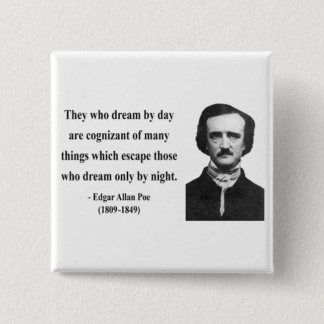 Badge Carré 5 Cm Citation 3b d'Edgar Allen Poe (Devant)