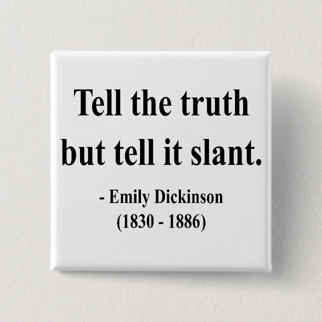 Badge Carré 5 Cm Citation 9a d'Emily Dickinson (Devant)