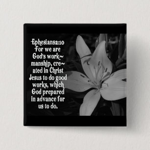 BADGE CARRÉ 5 CM CITATION D'ÉCRITURE SAINTE DE BIBLE DE 2H10