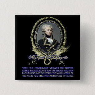 Badge Carré 5 Cm Citation du marquis De Lafayette sur