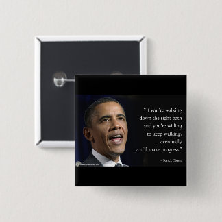 Badge Carré 5 Cm Citation Du Président Obama Et "Faire Progrès"