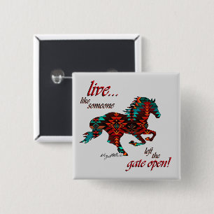 Badge Carré 5 Cm Citation Inspirationnelle, Cheval
