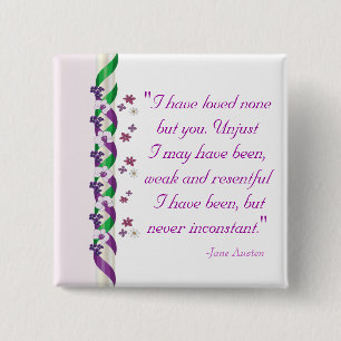 Badge Carré 5 Cm Citation Jane Austen - Bouton Persuasion