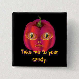 Badge Carré 5 Cm Citrouille étranger Halloween