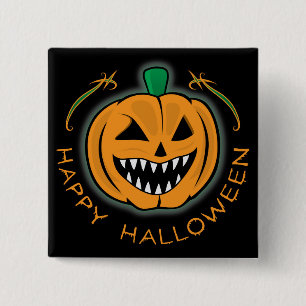 Badge Carré 5 Cm Citrouille mal