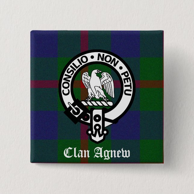 Badge Carré 5 Cm Clan Agnew Tartan Crest (Devant)