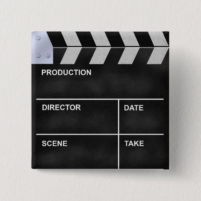 Badge Carré 5 Cm clap cinéma (Devant)