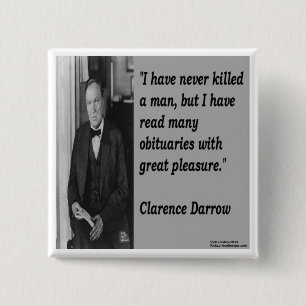 Badge Carré 5 Cm Clarence Darrow & Citation nécrologique
