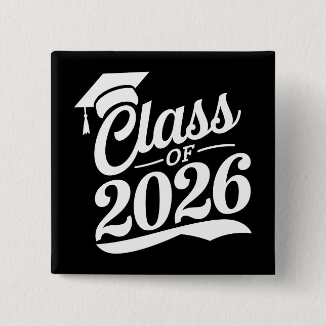 Badge Carré 5 Cm Classe De Diplômés De 2026 Fier (Devant)