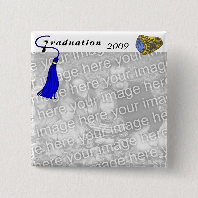 Badge Carré 5 Cm Classe de diplômes Ring BLUE (Devant)