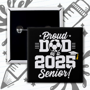 Badge Carré 5 Cm Classe de football 2025 Football Soccer Papa Senio