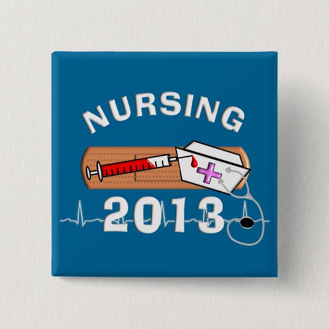 Badge Carré 5 Cm Classe d'étudiant de soins de 2013 (Devant)
