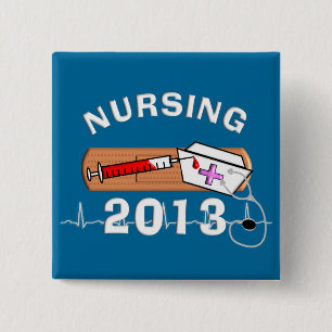 Badge Carré 5 Cm Classe d'étudiant de soins de 2013