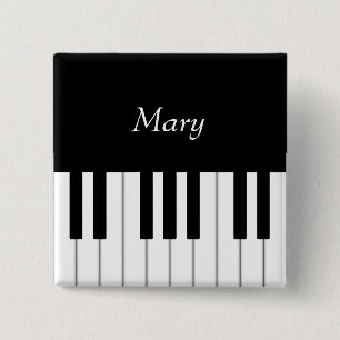 Badge Carré 5 Cm Classic Piano Keyboard Personalized Music