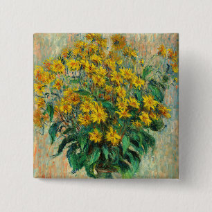 Badge Carré 5 Cm Claude Monet - Fleurs de topinambour