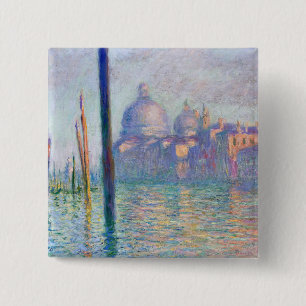 Badge Carré 5 Cm Claude Monet - Grand Canal, Venise