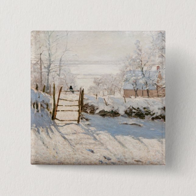 Badge Carré 5 Cm Claude Monet - Le Magpie (Devant)