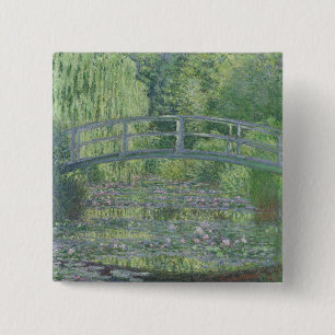 Badge Carré 5 Cm Claude Monet   L'étang Nénuphar : Harmonie verte