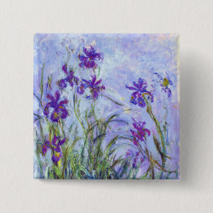 Badge Carré 5 Cm Claude Monet - Lilac Irises / Iris Mauves