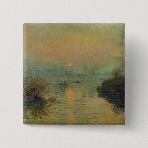 Badge Carré 5 Cm Claude Monet   Sun plaçant au-dessus de la Seine