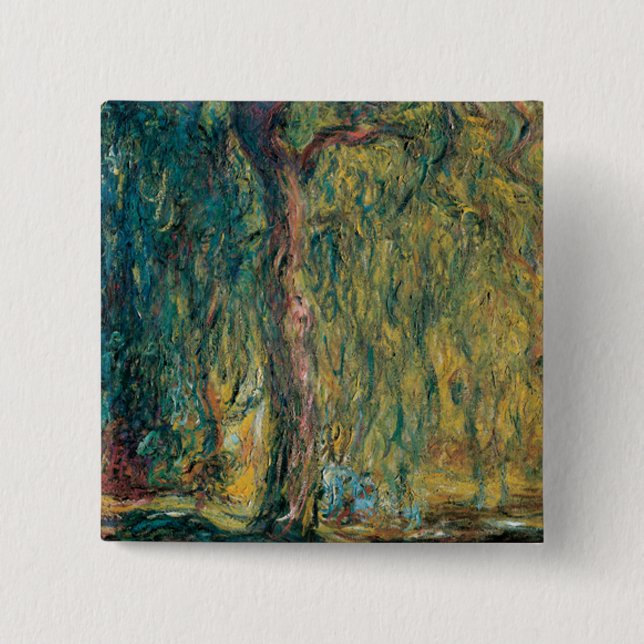 Badge Carré 5 Cm Claude Monet - Willow Weeping (Devant)
