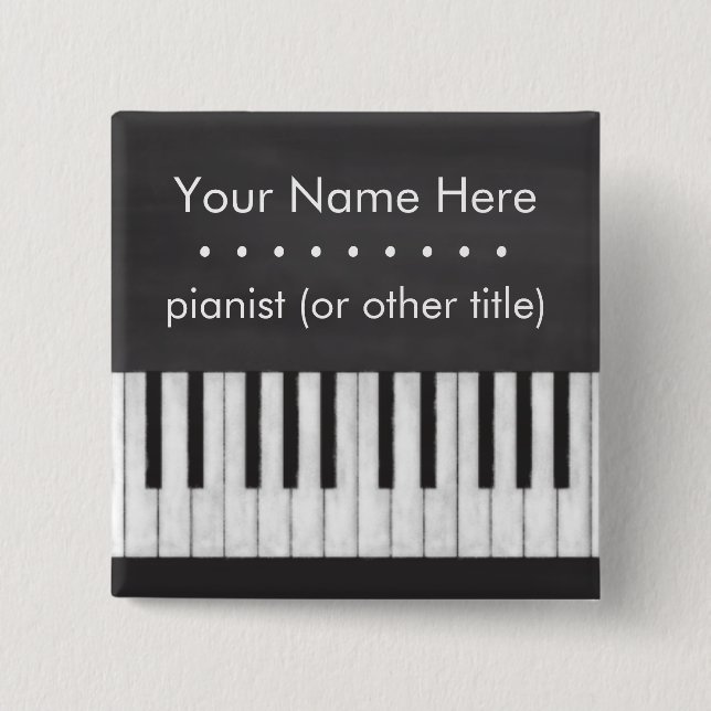 Badge Carré 5 Cm Clavier personnalisable, élégant, moderne de (Devant)