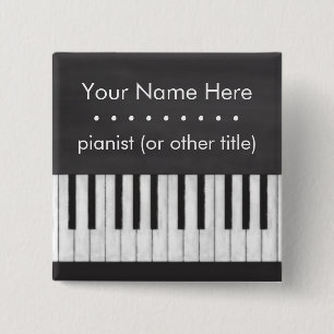 Badge Carré 5 Cm Clavier personnalisable, élégant, moderne de