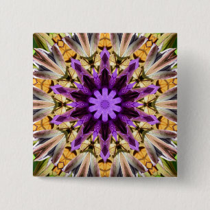 BADGE CARRÉ 5 CM CLEMATIS