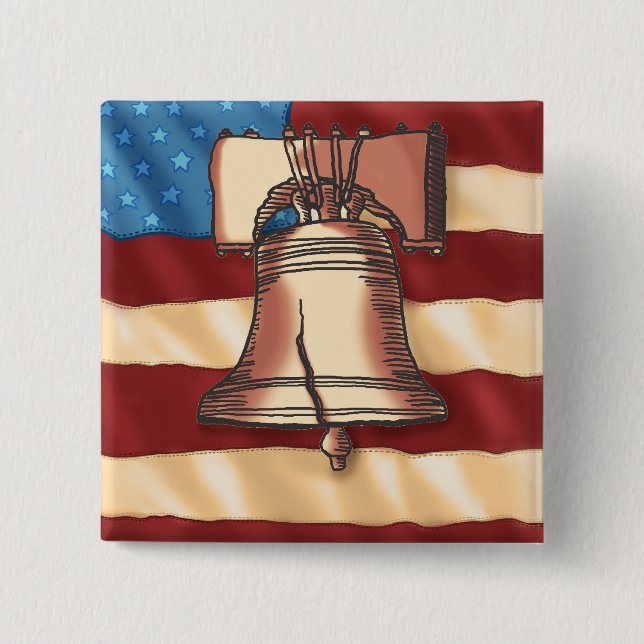 Badge Carré 5 Cm Clic du carré Liberty Bell (Devant)