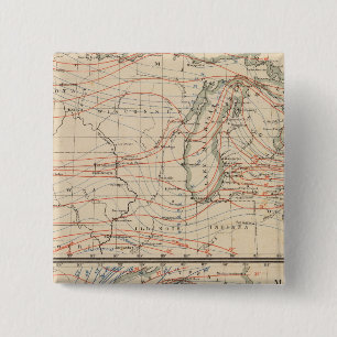 Badge Carré 5 Cm Climatologie du Michigan Atlas Mao