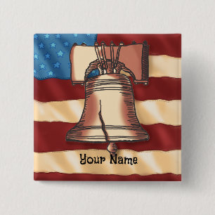 Badge Carré 5 Cm Cloche de la Liberté carré pin