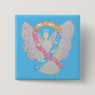 Badge Carré 5 Cm Clouds rose, jaune et bleu CDH Angel Pin