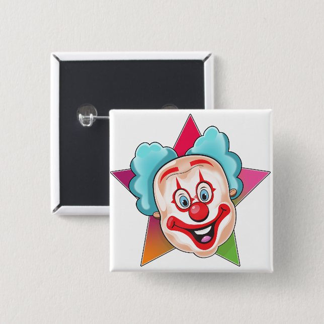 Badge Carré 5 Cm Clown (Devant & derrière)