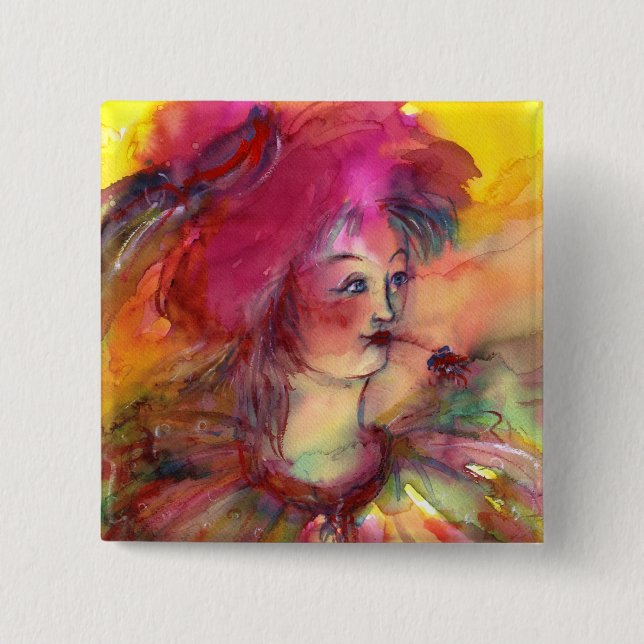BADGE CARRÉ 5 CM CLOWN PINKY (Devant)