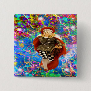 Badge Carré 5 Cm Clown Troubadour
