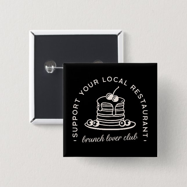 Badge Carré 5 Cm Club amoureux Brunch (Devant & derrière)