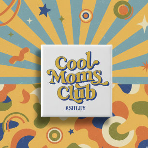 Badge Carré 5 Cm Club des mamans cool Citation de maman branchée Bl