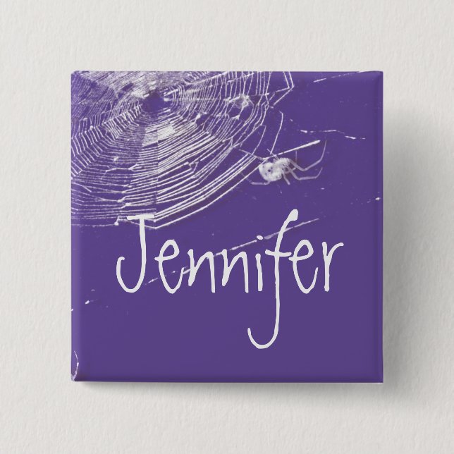 Badge Carré 5 Cm Cobwebs et araignées blanches (Devant)