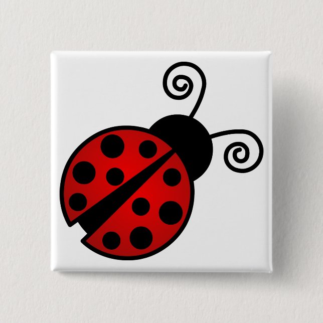 Badge Carré 5 Cm Coccinelle mignonne - rouge et noir (Devant)