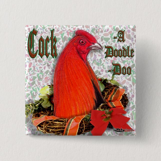 Badge Carré 5 Cm Cockadoodledoo (Devant)