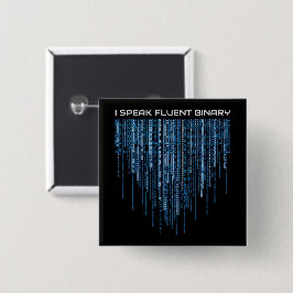 Badge Carré 5 Cm Code binaire bleu