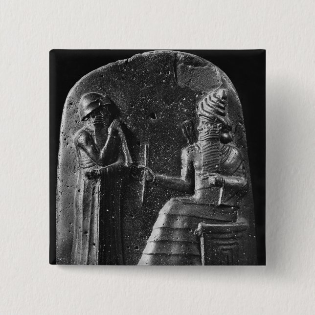 Badge Carré 5 Cm Code de Hammurabi, dessus du stele (Devant)