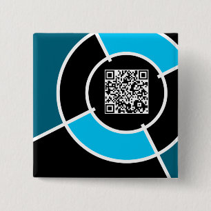 Badge Carré 5 Cm code QR aqua bullseye