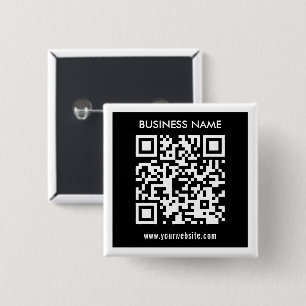 Badge Carré 5 Cm Code QR modifiable (généré instantanément)   Noir