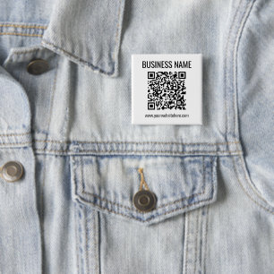 Badge Carré 5 Cm Code QR personnalisable et nom commercial