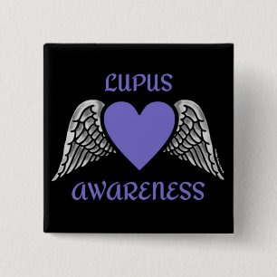 Badge Carré 5 Cm Coeur/Ailes...Lupus