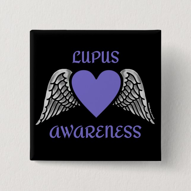 Badge Carré 5 Cm Coeur/Ailes...Lupus (Devant)