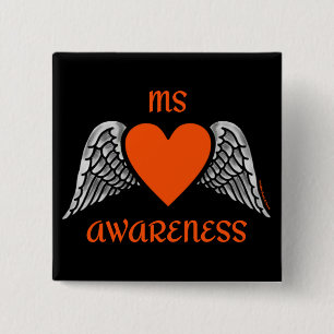 Badge Carré 5 Cm Coeur/ailes...MS